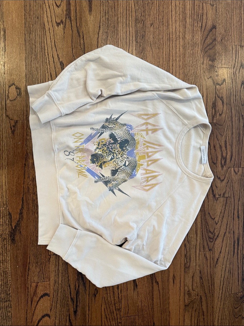 Daydreamer Cream Graphic Leopard Crewneck Sweater